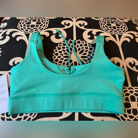 Guess Green Front Lace Sports Bra- size XS - Picture 2 of 5